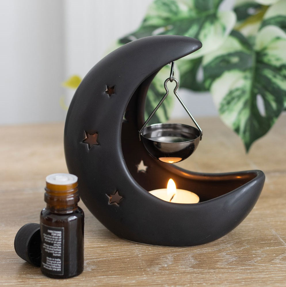 Black Crescent Moon Hanging Fragrance Oil Burner
