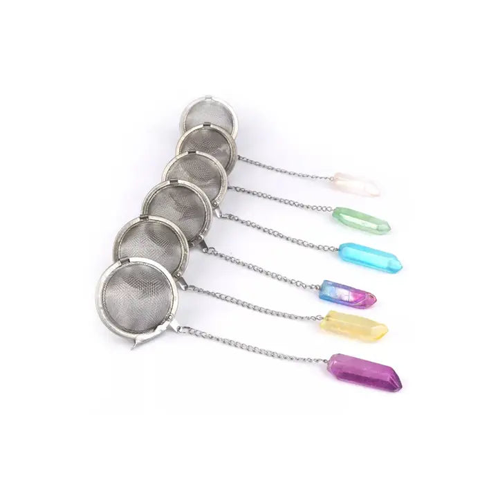 Edelstein Teesieb mit Aura Quarz