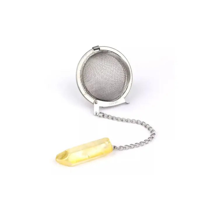Edelstein Teesieb mit Aura Quarz